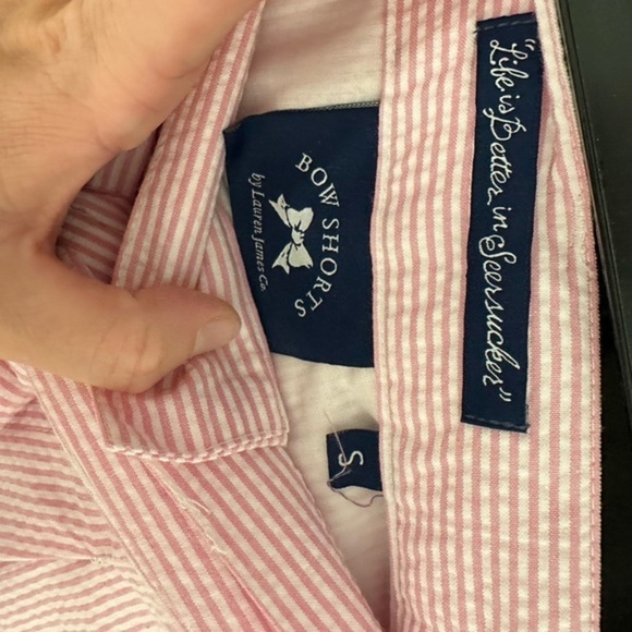 Lauren James Seersucker Pink Shorts with Bow Detail - Size Small SKU:266 - Picture 5 of 5